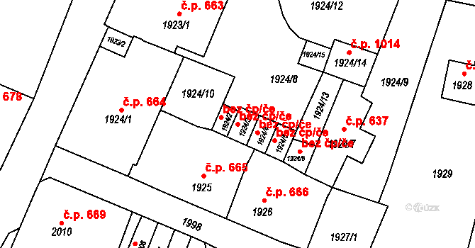 Vítkov 41540450 na parcele st. 1924/3 v KÚ Vítkov, Katastrální mapa