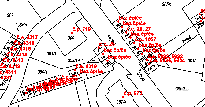 Ústí nad Labem 44734450 na parcele st. 359/2 v KÚ Klíše, Katastrální mapa