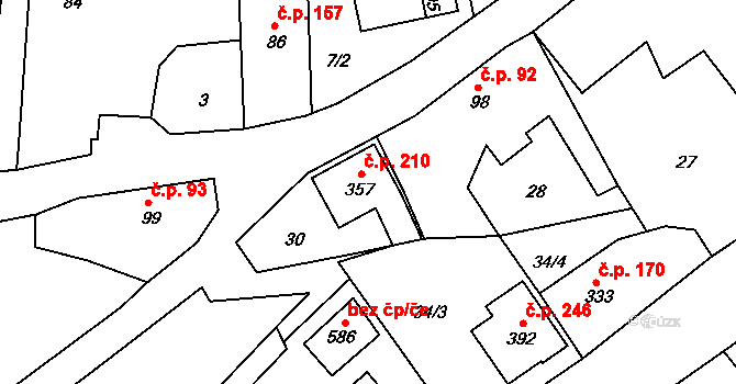 Brumovice 210 na parcele st. 357 v KÚ Brumovice u Opavy, Katastrální mapa