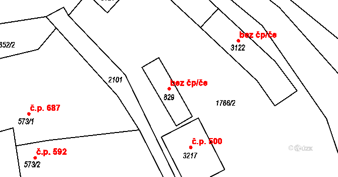 Milevsko 46215450 na parcele st. 829 v KÚ Milevsko, Katastrální mapa
