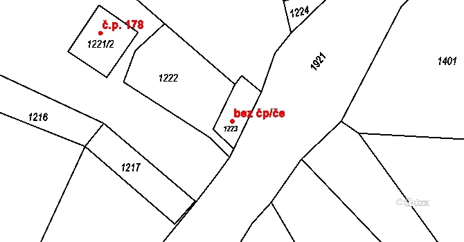 Vsetín 48281450 na parcele st. 1223 v KÚ Jasenka, Katastrální mapa