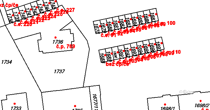 Bučovice 50114450 na parcele st. 1688 v KÚ Bučovice, Katastrální mapa