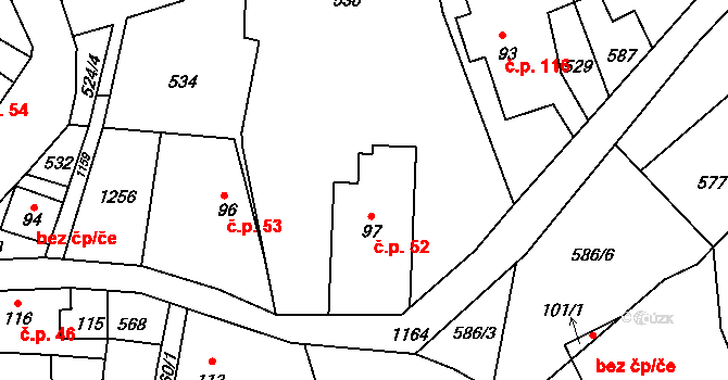 Bohdíkov 52 na parcele st. 97 v KÚ Dolní Bohdíkov, Katastrální mapa