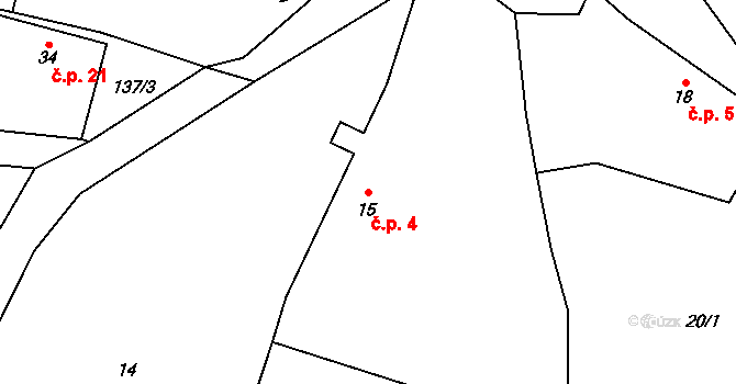 Černice 4, Chanovice na parcele st. 15 v KÚ Černice u Defurových Lažan, Katastrální mapa