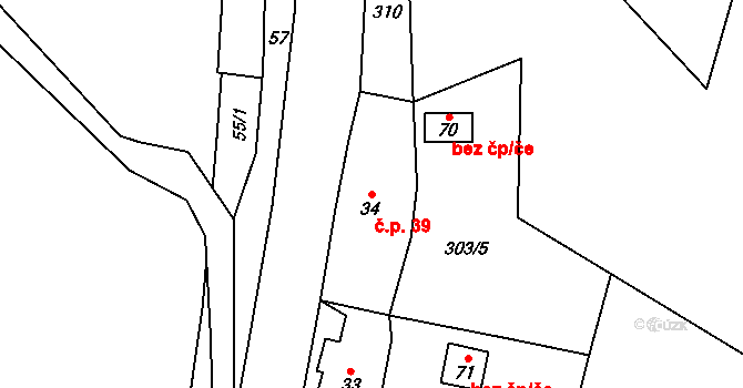 Trubějov 39, Kramolna na parcele st. 34 v KÚ Trubějov, Katastrální mapa