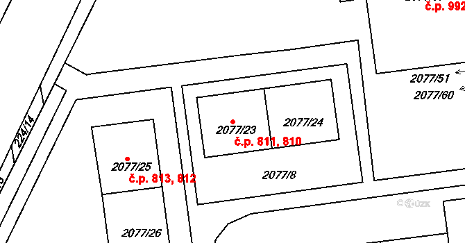 Třemošná 810,811 na parcele st. 2077/23 v KÚ Třemošná, Katastrální mapa