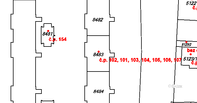 Cihelna 101,102,103,104,105,, Pardubice na parcele st. 8483 v KÚ Pardubice, Katastrální mapa