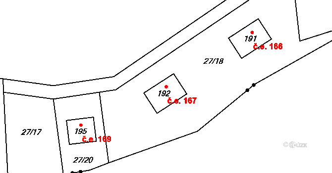Cetnov 167, Cheb na parcele st. 192 v KÚ Cetnov, Katastrální mapa