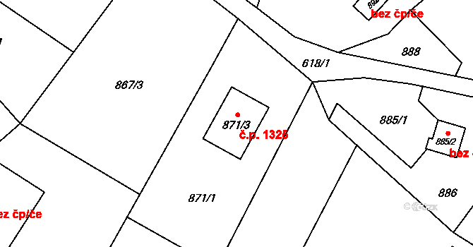 Stará Bělá 1325, Ostrava na parcele st. 871/3 v KÚ Stará Bělá, Katastrální mapa