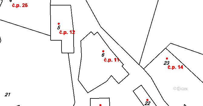 Milčice 11, Blatná na parcele st. 6 v KÚ Milčice u Čekanic, Katastrální mapa