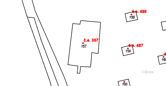 Lipno 357, Líšťany na parcele st. 157 v KÚ Těchoděly, Katastrální mapa