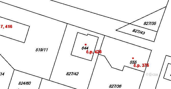 Doudleby nad Orlicí 426 na parcele st. 644 v KÚ Doudleby nad Orlicí, Katastrální mapa