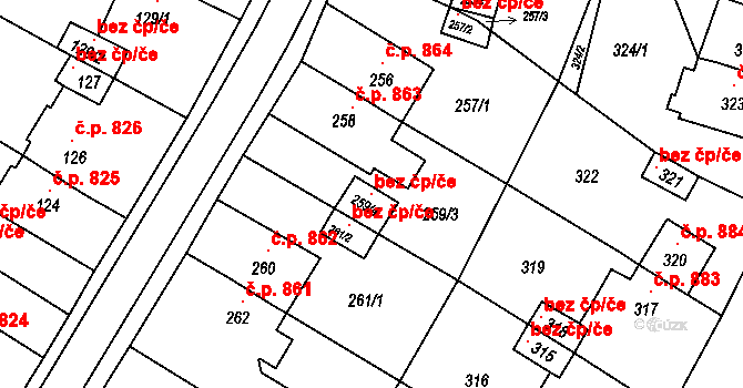 Jirkov 97078450 na parcele st. 259/4 v KÚ Jirkov, Katastrální mapa