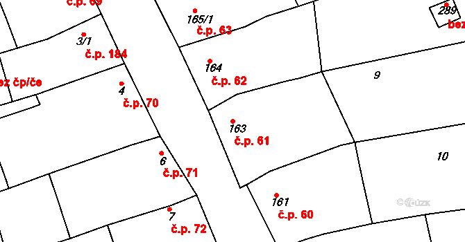 Horní Bojanovice 61 na parcele st. 163 v KÚ Horní Bojanovice, Katastrální mapa