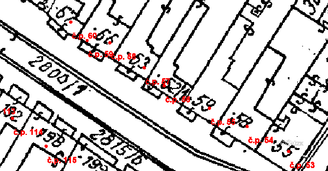 Kostice 56 na parcele st. 62/1 v KÚ Kostice, Katastrální mapa