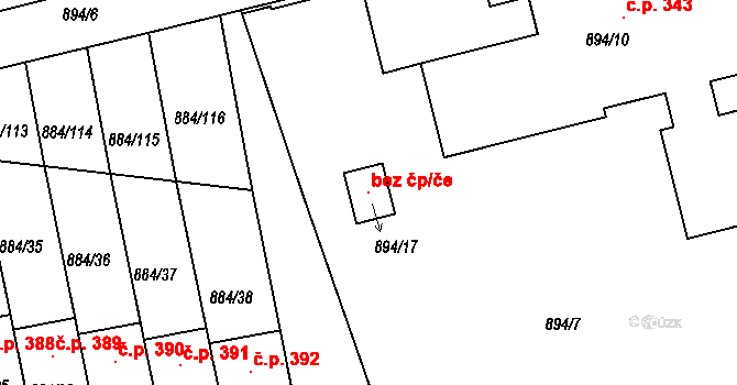 Štěnovice 101768451 na parcele st. 894/17 v KÚ Štěnovice, Katastrální mapa