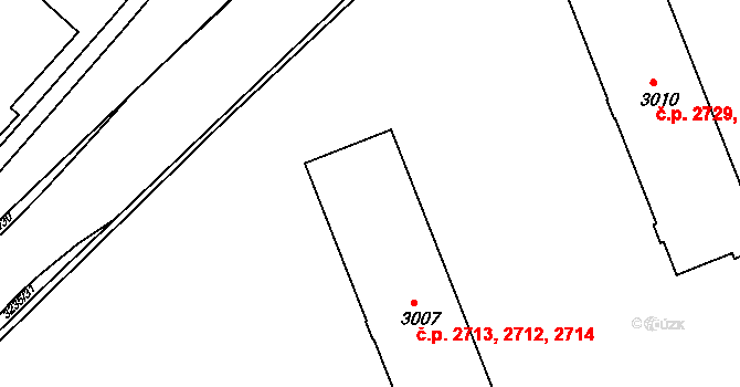 Kroměříž 2712,2713,2714 na parcele st. 3007 v KÚ Kroměříž, Katastrální mapa