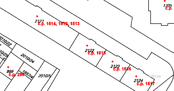 Bystřice pod Hostýnem 1515 na parcele st. 2122 v KÚ Bystřice pod Hostýnem, Katastrální mapa