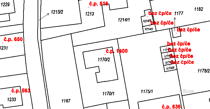 Sedlčany 1400 na parcele st. 1170/2 v KÚ Sedlčany, Katastrální mapa