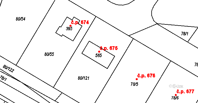 Vysoký Újezd 675 na parcele st. 565 v KÚ Vysoký Újezd u Berouna, Katastrální mapa