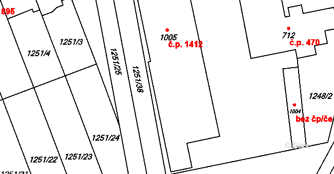 Lipník nad Bečvou I-Město 1412, Lipník nad Bečvou na parcele st. 1005 v KÚ Lipník nad Bečvou, Katastrální mapa
