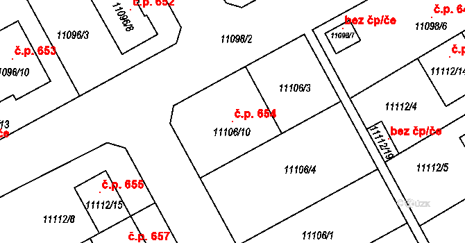Šitbořice 654 na parcele st. 11106/10 v KÚ Šitbořice, Katastrální mapa