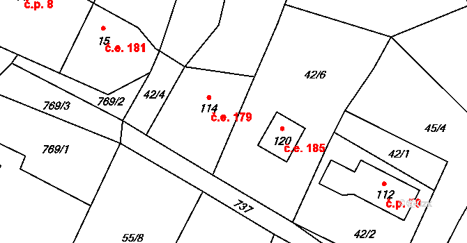 Pulovice 179, Šemnice na parcele st. 114 v KÚ Pulovice, Katastrální mapa