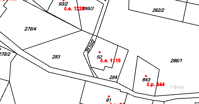 Příchovice 1115, Kořenov na parcele st. 92 v KÚ Příchovice u Kořenova, Katastrální mapa