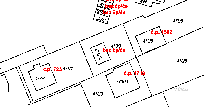 Příbor 121686451 na parcele st. 473/12 v KÚ Příbor, Katastrální mapa