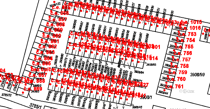 Jihlava 820 na parcele st. 3908/79 v KÚ Jihlava, Katastrální mapa