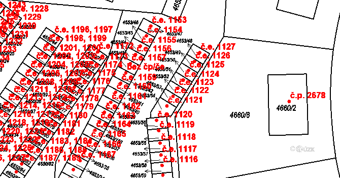 Jihlava 1123 na parcele st. 4653/52 v KÚ Jihlava, Katastrální mapa