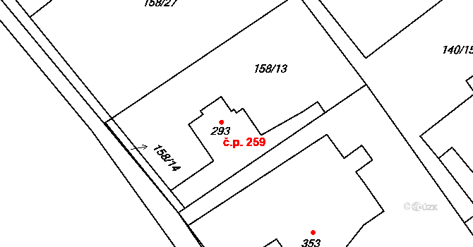 Horní Datyně 259, Vratimov na parcele st. 293 v KÚ Horní Datyně, Katastrální mapa