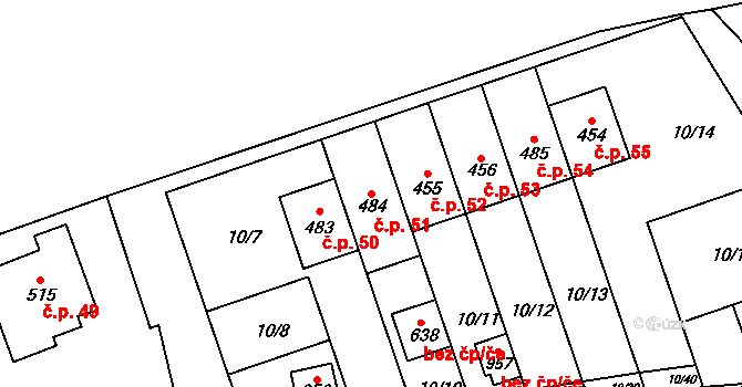 Husinec 51 na parcele st. 484 v KÚ Husinec u Řeže, Katastrální mapa