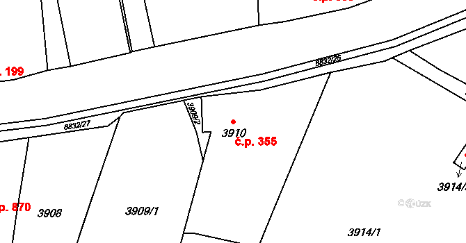 Rychvald 355 na parcele st. 3910 v KÚ Rychvald, Katastrální mapa
