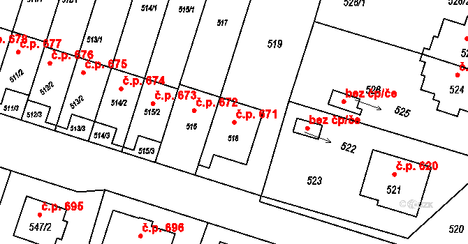 Horní Těrlicko 671, Těrlicko na parcele st. 518 v KÚ Horní Těrlicko, Katastrální mapa