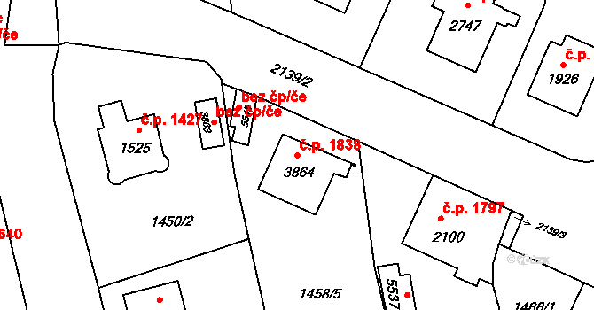 Šumperk 1838 na parcele st. 3864 v KÚ Šumperk, Katastrální mapa