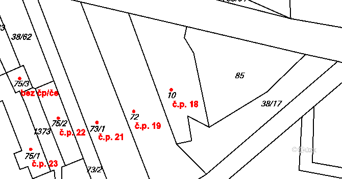 Kvasejovice 18, Sedlec-Prčice na parcele st. 10 v KÚ Kvasejovice, Katastrální mapa