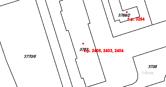 Kročehlavy 2403,2404,2405, Kladno na parcele st. 3763 v KÚ Kročehlavy, Katastrální mapa
