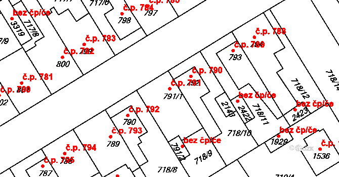 Brandýs nad Labem 791, Brandýs nad Labem-Stará Boleslav na parcele st. 791/1 v KÚ Brandýs nad Labem, Katastrální mapa