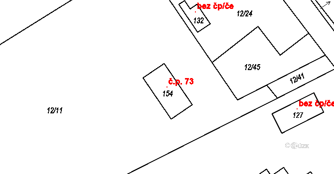 Vrbice 73 na parcele st. 154 v KÚ Vrbice u Vacova, Katastrální mapa