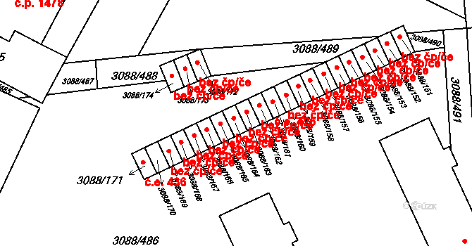 Mikulov 429 na parcele st. 3088/164 v KÚ Mikulov na Moravě, Katastrální mapa