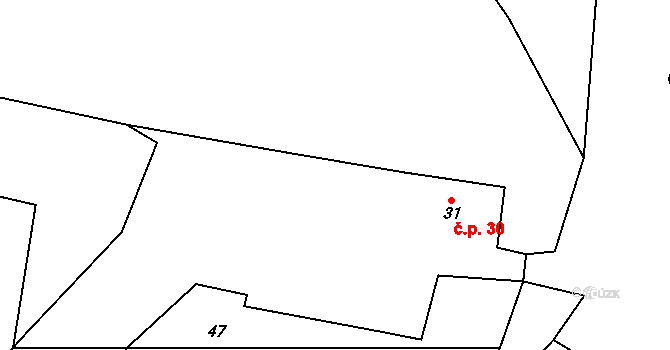 Kurojedy 30, Bor na parcele st. 31 v KÚ Kurojedy, Katastrální mapa