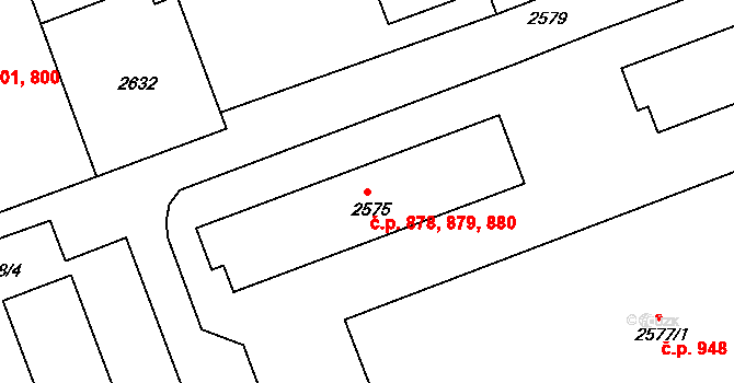 Hulín 878,879,880 na parcele st. 2575 v KÚ Hulín, Katastrální mapa