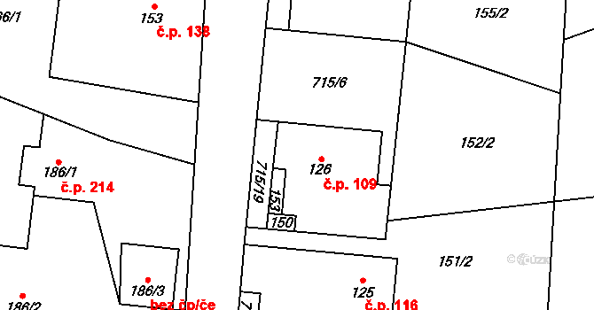 Kublov 109 na parcele st. 126 v KÚ Kublov, Katastrální mapa