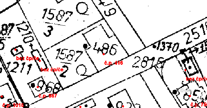Kamenický Šenov 416 na parcele st. 486 v KÚ Kamenický Šenov, Katastrální mapa