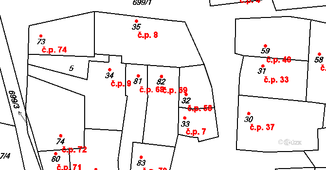 Poplze 69, Libochovice na parcele st. 82 v KÚ Poplze, Katastrální mapa
