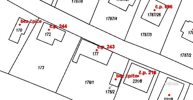 Jilemnice 243 na parcele st. 177 v KÚ Jilemnice, Katastrální mapa