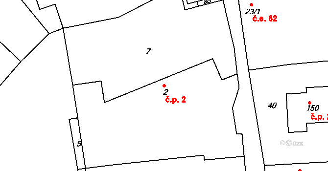Hoděmyšl 2, Sedlice na parcele st. 2 v KÚ Hoděmyšl, Katastrální mapa