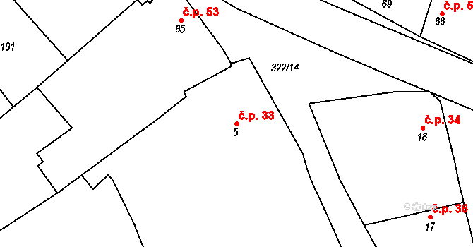Litol 33, Lysá nad Labem na parcele st. 5 v KÚ Litol, Katastrální mapa