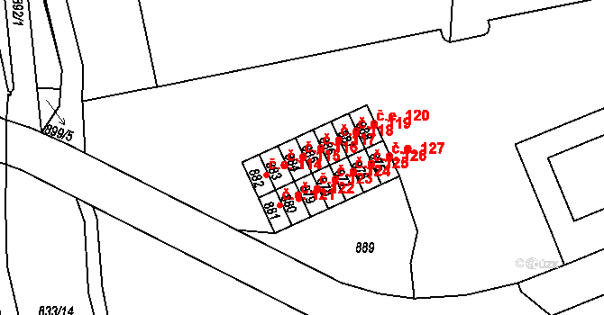 Miřetice u Klášterce nad Ohří 116, Klášterec nad Ohří na parcele st. 884 v KÚ Miřetice u Klášterce nad Ohří, Katastrální mapa